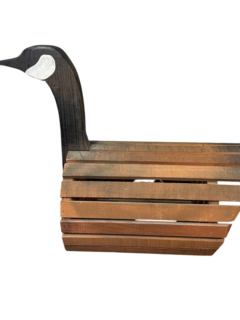 Rustic Wooden Goose Basket Cottage Core Farmhouse Decor Slatted Duck Vintage - Picture 3 of 9